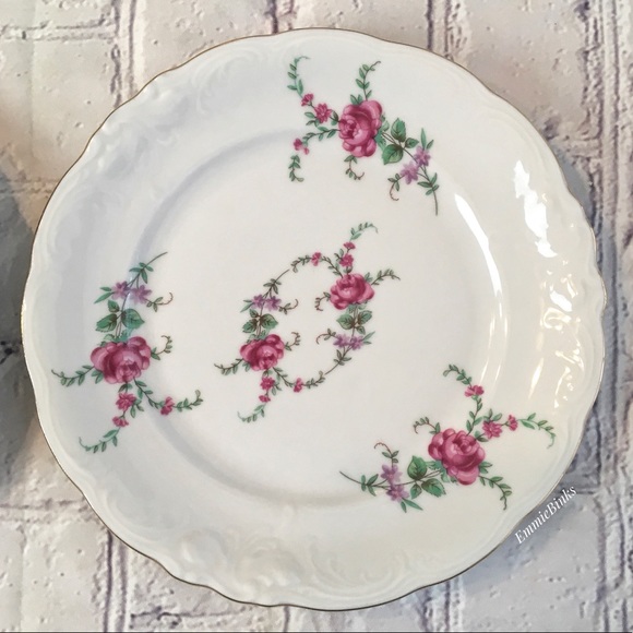 Vtg 1940s Wawel Fine Porcelain Rose Garden Gold Trim Bread & Butter Plates (2) - Picture 13 of 16